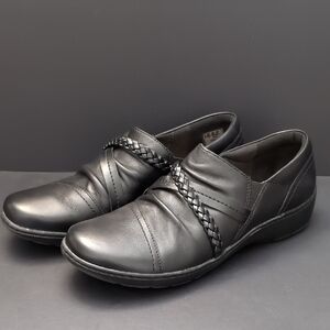 Collection By Clarks Womans Black Braidshoe Loafer Slip-on Shoes,Size 9.5 M.